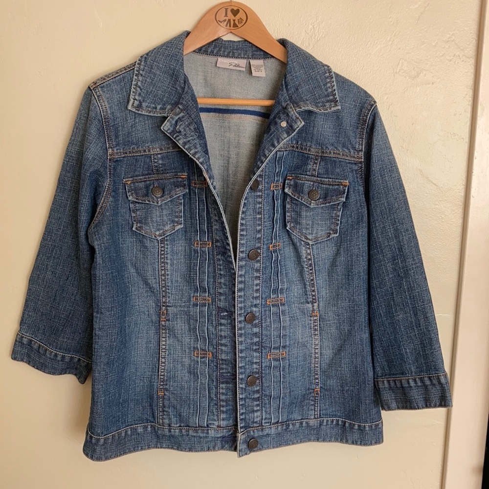 Chico’s Platinum Denim Jacket Size 2